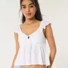 Top Babydoll ușor de cravată în față