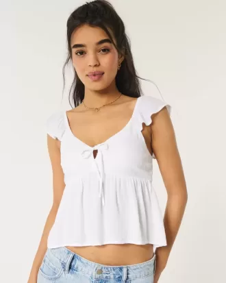 Top Babydoll ușor de cravată în față