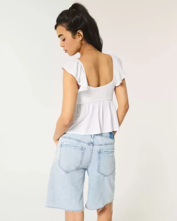 Top Babydoll ușor de cravată în față