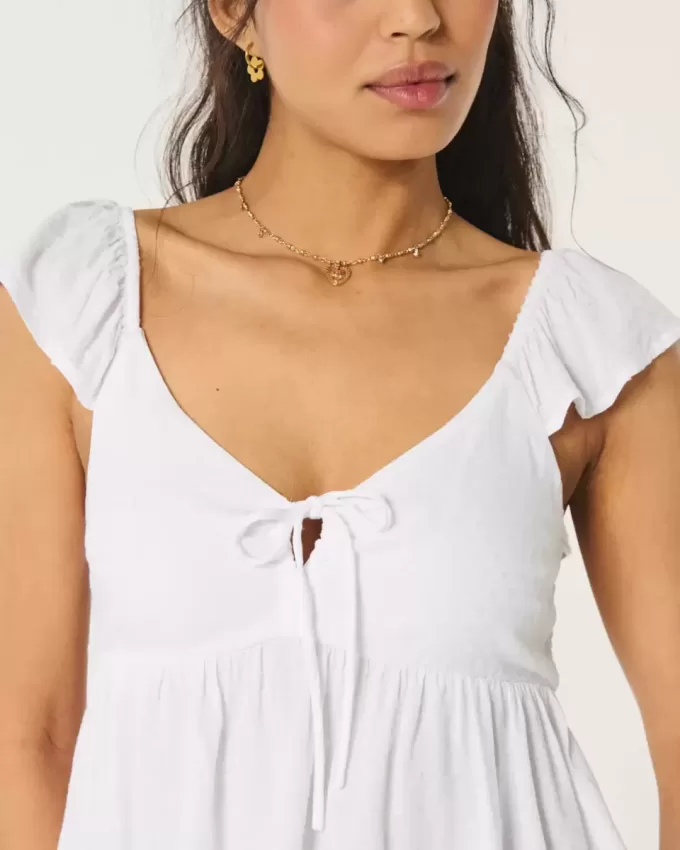 Top Babydoll ușor de cravată în față