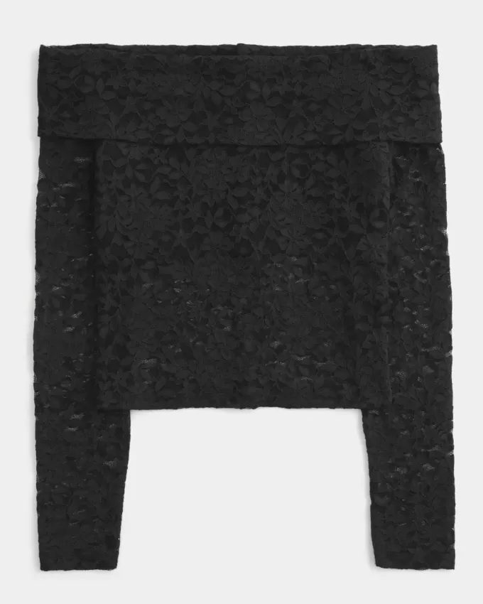 Top cu dantelă fără umeri