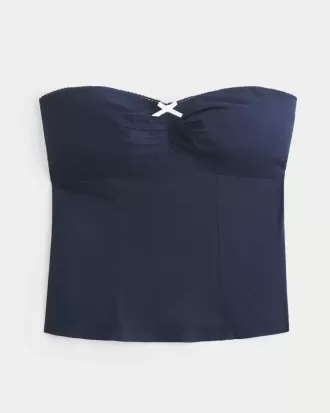 Top cu garnitură din dantelă Picot fără bretele