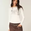 Top cu gât tăiat grafic SoHo cu împânzire Top cu gât tăiat grafic SoHo cu împânzire