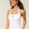 Top cu Halter grafic cu margele