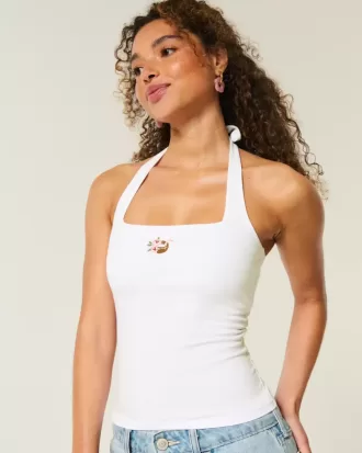 Top cu Halter grafic cu margele