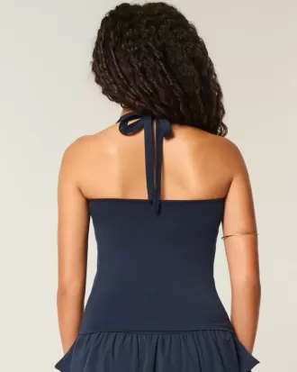 Top cu Halter grafic cu margele