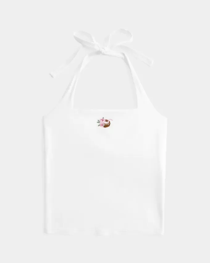 Top cu Halter grafic cu margele