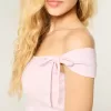 Top cu mânecă cu cravată fără umăr Top cu mânecă cu cravată fără umăr