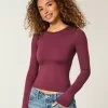 Top cu mânecă lungă din material fără cusături Top cu mânecă lungă din material fără cusături