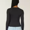 Top cu mânecă lungă din material fără cusături Top cu mânecă lungă din material fără cusături