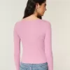 Top cu mânecă lungă și gât Top cu mânecă lungă și gât