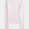 Top cu mâneci lungi cu dantelă Top cu mâneci lungi cu dantelă