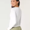 Top cu scoop din țesătură elastică moale, fără cusături Top cu scoop din țesătură elastică moale, fără cusături