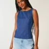 Top cu spate deschis din denim Top cu spate deschis din denim
