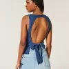 Top cu spate deschis din denim Top cu spate deschis din denim
