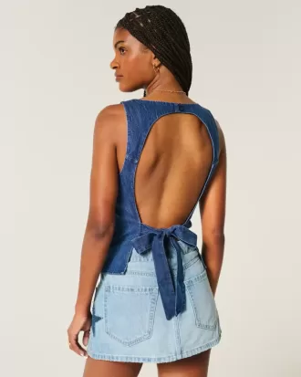 Top cu spate deschis din denim