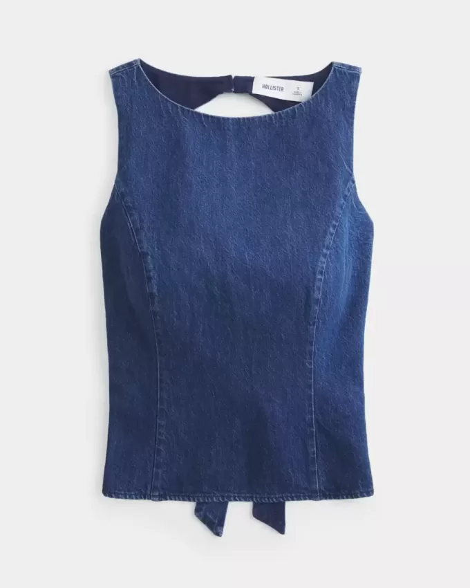 Top cu spate deschis din denim Top cu spate deschis din denim