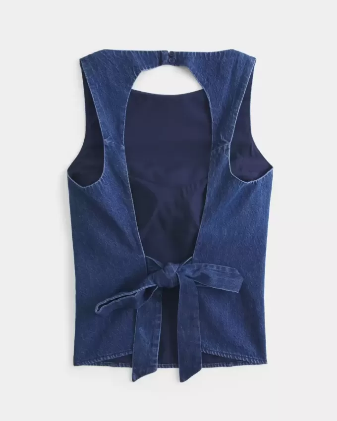 Top cu spate deschis din denim Top cu spate deschis din denim
