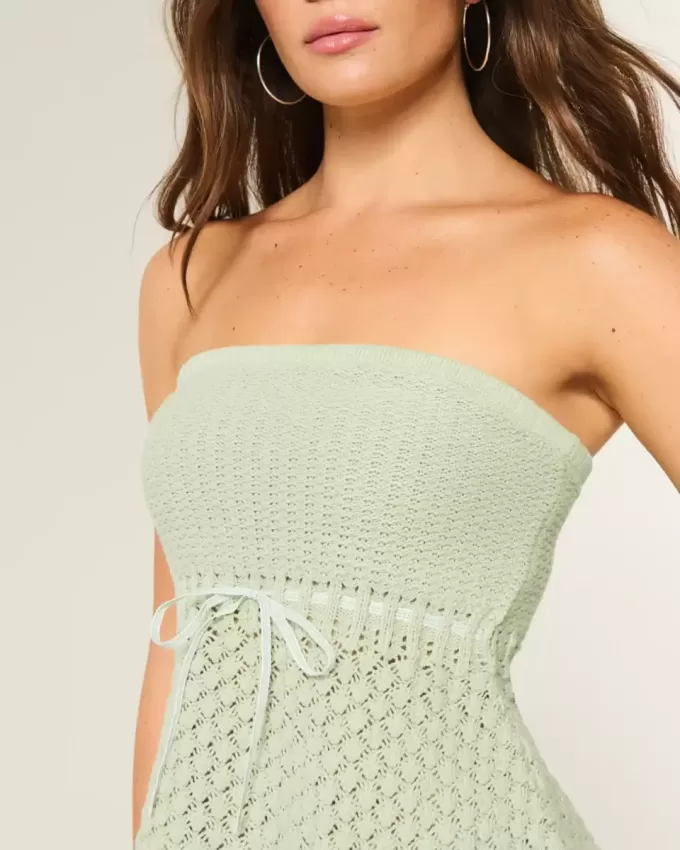 Top cu tub de pulover fără bretele în stil croșetat Top cu tub de pulover fără bretele în stil croșetat