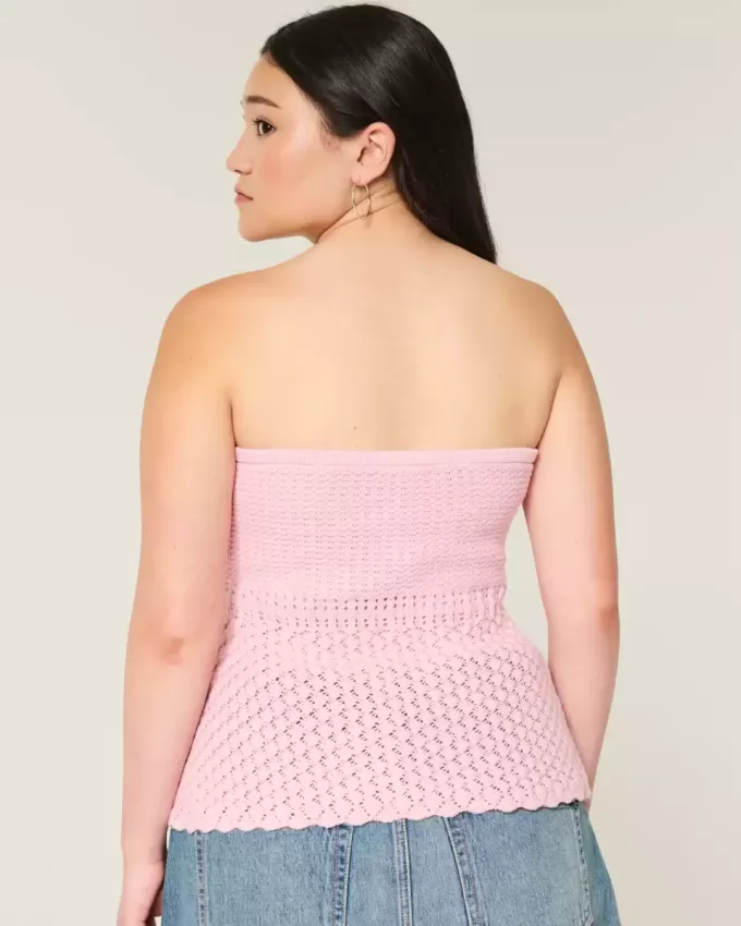 Top cu tub de pulover fără bretele în stil croșetat Top cu tub de pulover fără bretele în stil croșetat