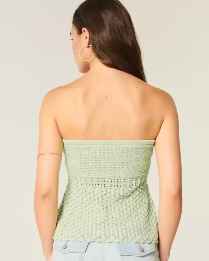 Top cu tub de pulover fără bretele în stil croșetat Top cu tub de pulover fără bretele în stil croșetat