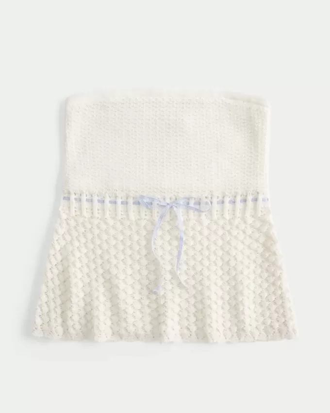 Top cu tub de pulover fără bretele în stil croșetat Top cu tub de pulover fără bretele în stil croșetat