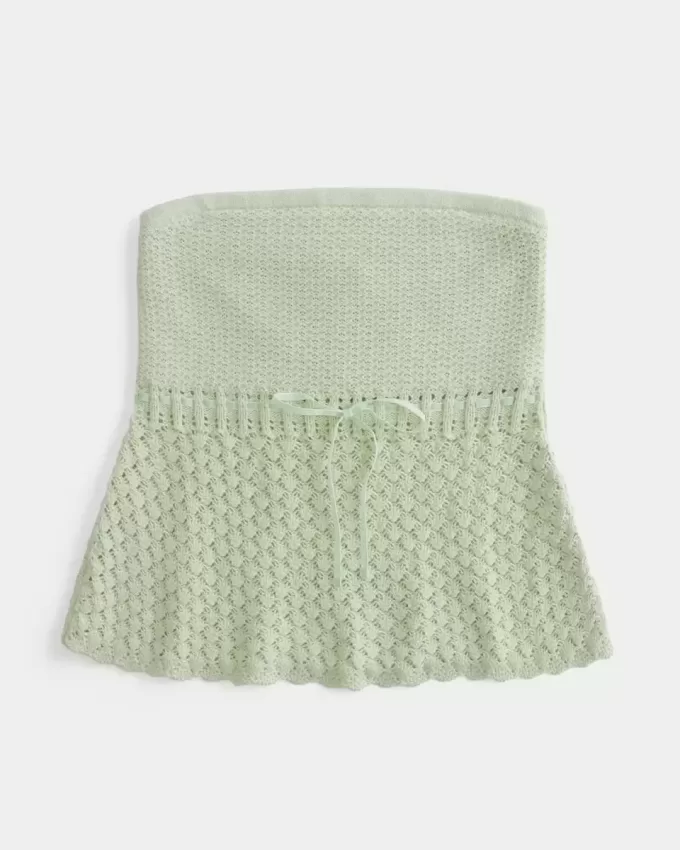 Top cu tub de pulover fără bretele în stil croșetat Top cu tub de pulover fără bretele în stil croșetat