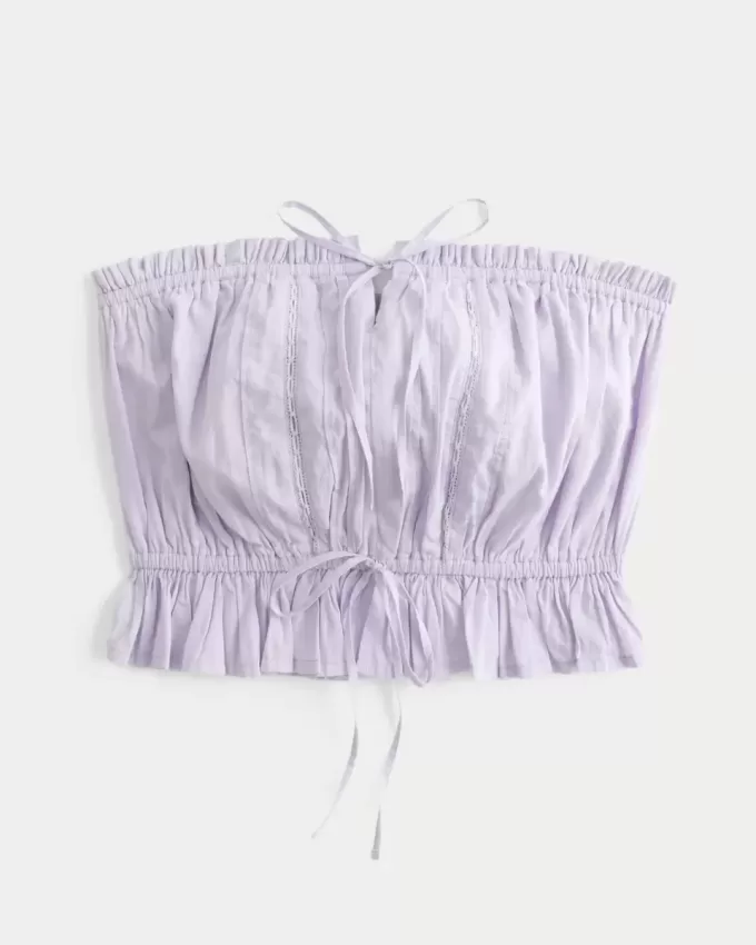 Top cu tub din dantelă fără bretele Top cu tub din dantelă fără bretele