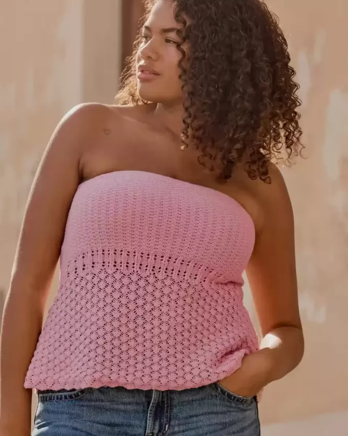 Top cu tub pulover în stil croșetat Top cu tub pulover în stil croșetat