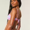 Top de bikini cu cravată cu nervuri Top de bikini cu cravată cu nervuri