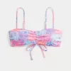 Top de bikini cu cravată cu nervuri Top de bikini cu cravată cu nervuri