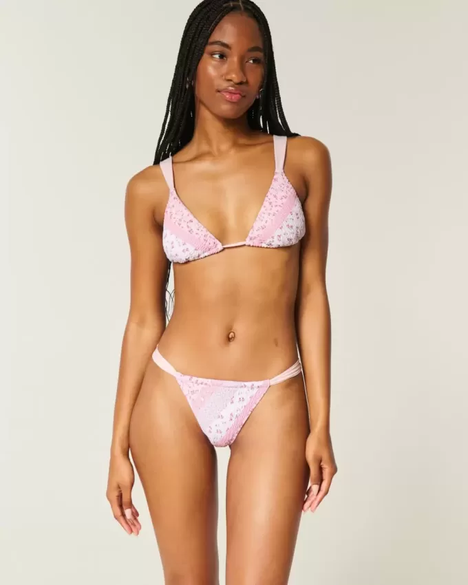 Top de bikini cu picior înalt cu smock Top de bikini cu picior înalt cu smock