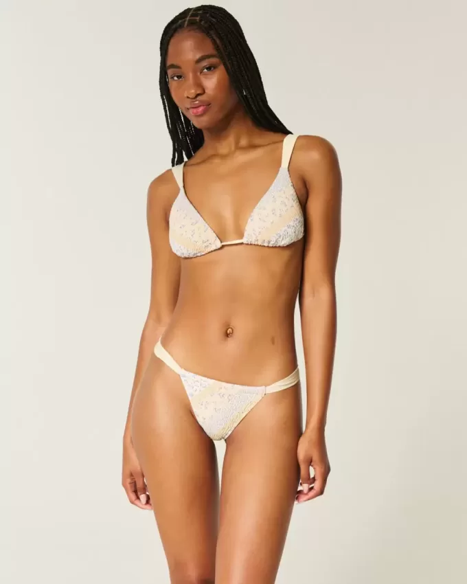 Top de bikini cu picior înalt cu smock Top de bikini cu picior înalt cu smock