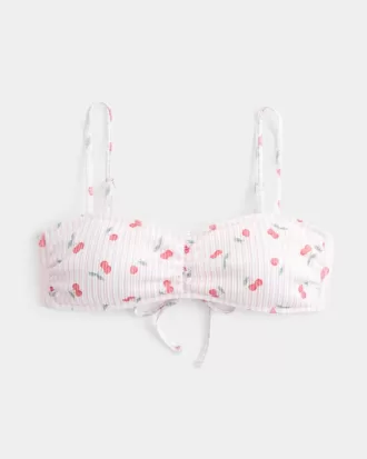 Top de bikini cu scoop cu nervuri