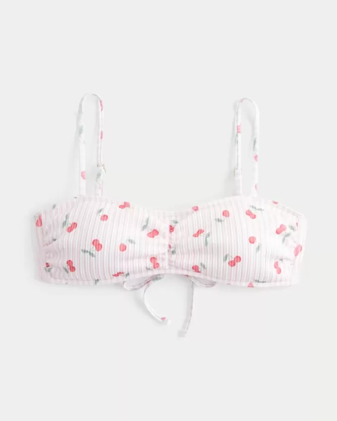 Top de bikini cu scoop cu nervuri Top de bikini cu scoop cu nervuri