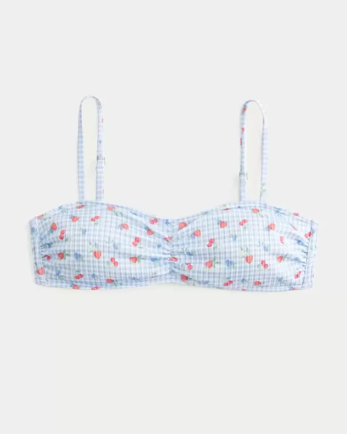 Top de bikini cu scoop cu nervuri Top de bikini cu scoop cu nervuri