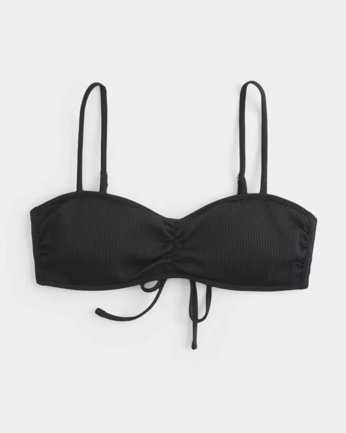 Top de bikini cu scoop cu nervuri Top de bikini cu scoop cu nervuri