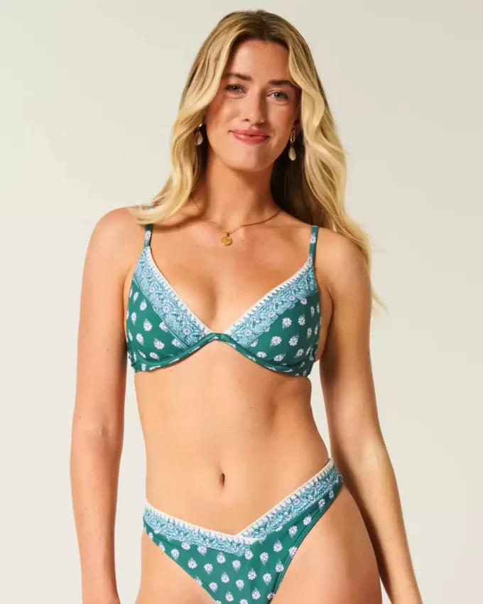 Top de bikini cu sârmă cu cusături brodate Top de bikini cu sârmă cu cusături brodate