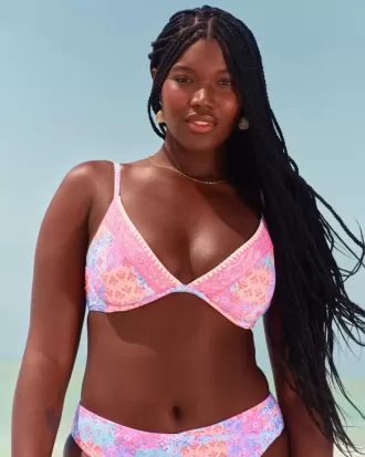 Top de bikini cu sârmă cu cusături brodate