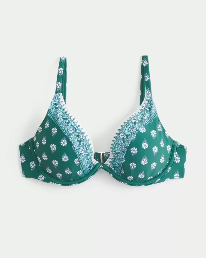 Top de bikini cu sârmă cu cusături brodate Top de bikini cu sârmă cu cusături brodate
