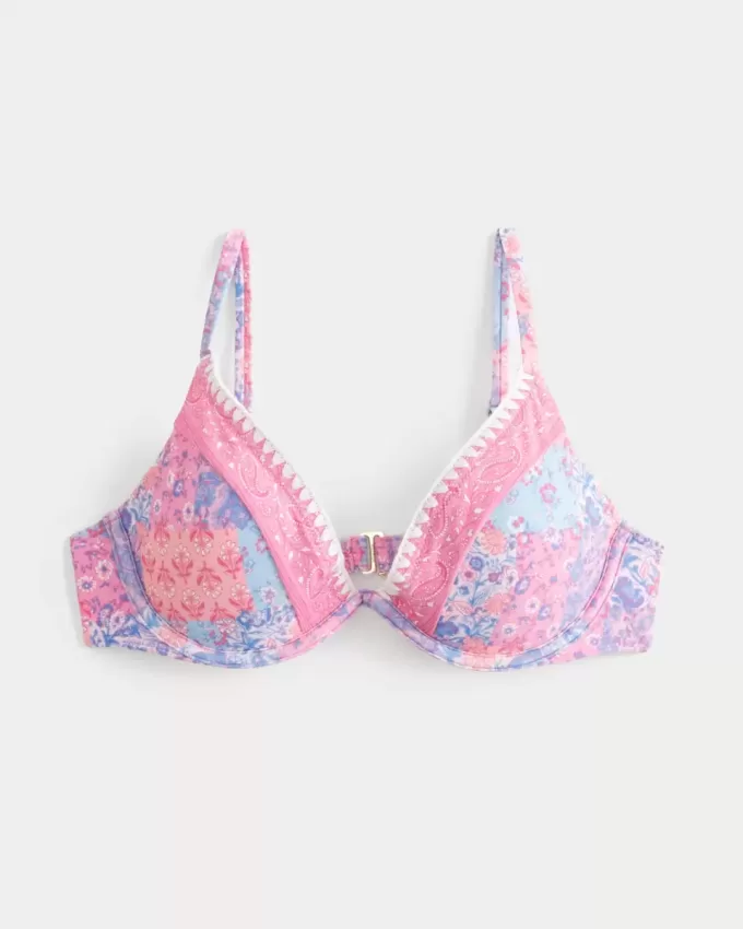 Top de bikini cu sârmă cu cusături brodate Top de bikini cu sârmă cu cusături brodate