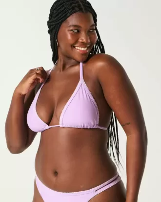 Top de bikini triunghi cu cusături brodate