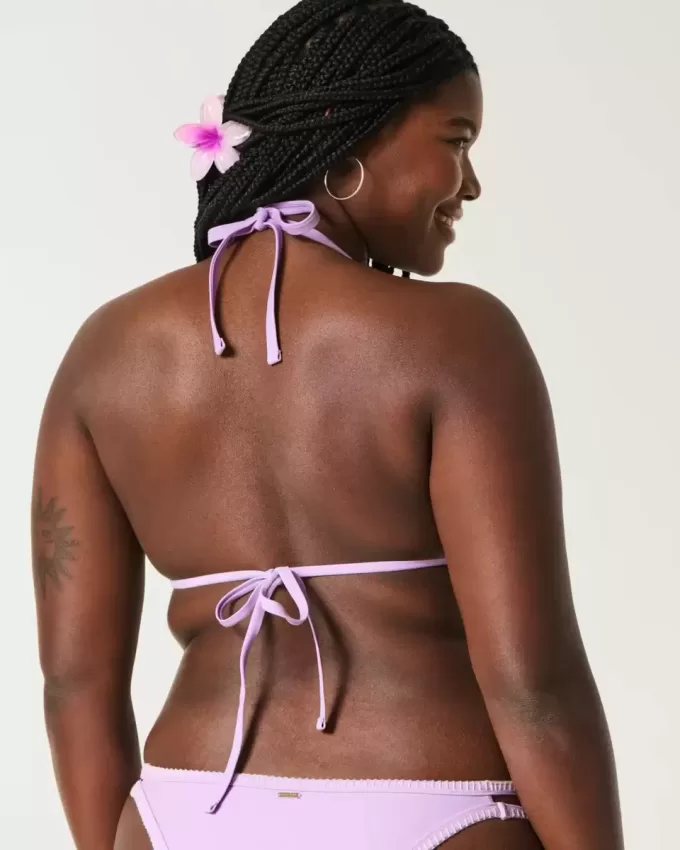 Top de bikini triunghi cu cusături brodate Top de bikini triunghi cu cusături brodate