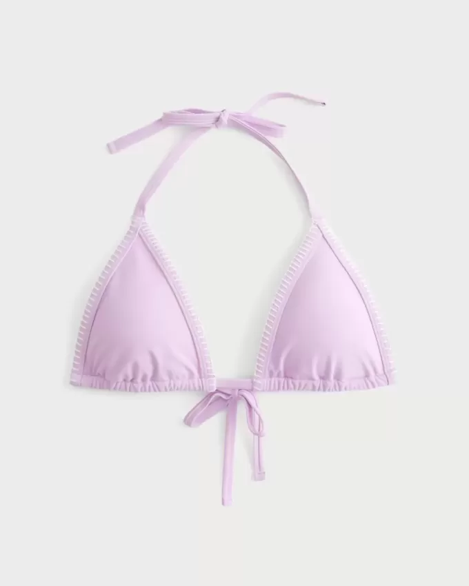 Top de bikini triunghi cu cusături brodate Top de bikini triunghi cu cusături brodate