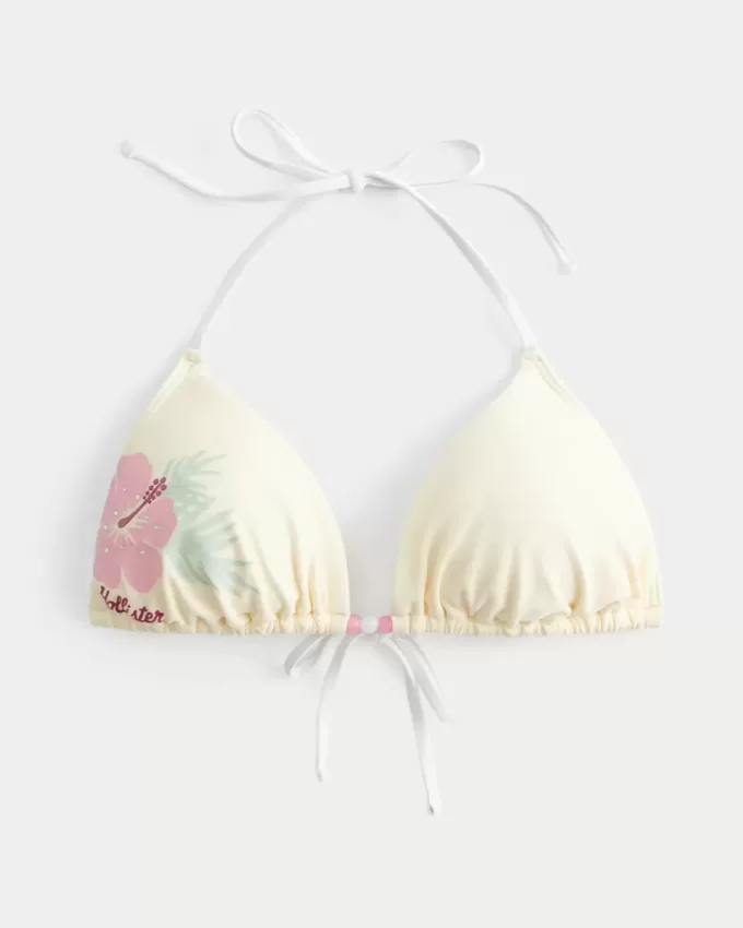 Top de bikini triunghi cu halter grafic Spring Break Top de bikini triunghi cu halter grafic Spring Break