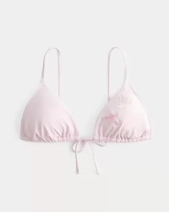 Top de bikini triunghi cu margele peste umeri