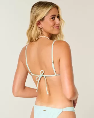 Top de bikini triunghi cu margele peste umeri