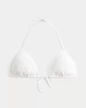 Top de bikini triunghi cu paiete în stil croșetat