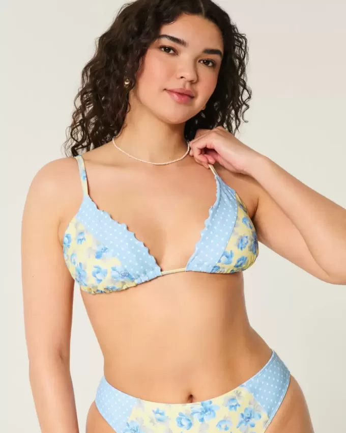 Top de bikini triunghi cu volane Top de bikini triunghi cu volane