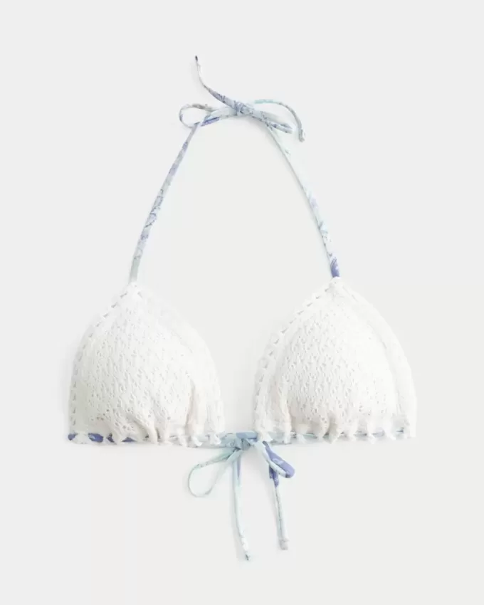 Top de bikini triunghi în stil croșetat